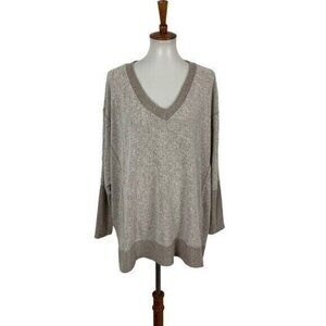 Gaudie‎ Cream Long Sleeve Top Large Flowy Soft Knit Minimalist Style